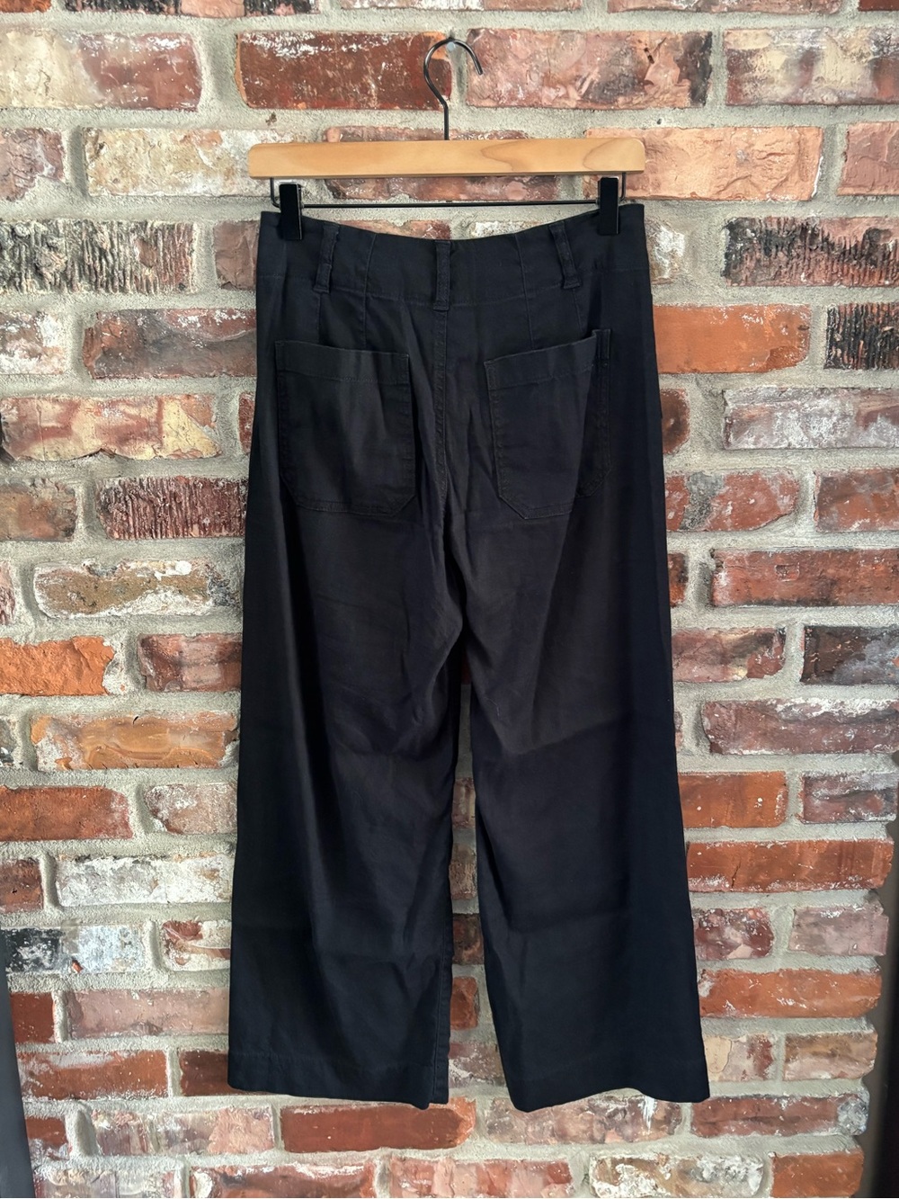 Maeve Anthropologie Colette Wide Leg Crop Pants Black Linen Cotton Blend, 25 - Picture 5 of 9